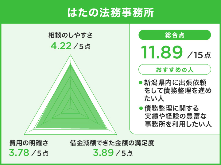 はたの法務事務所のレーダーチャート